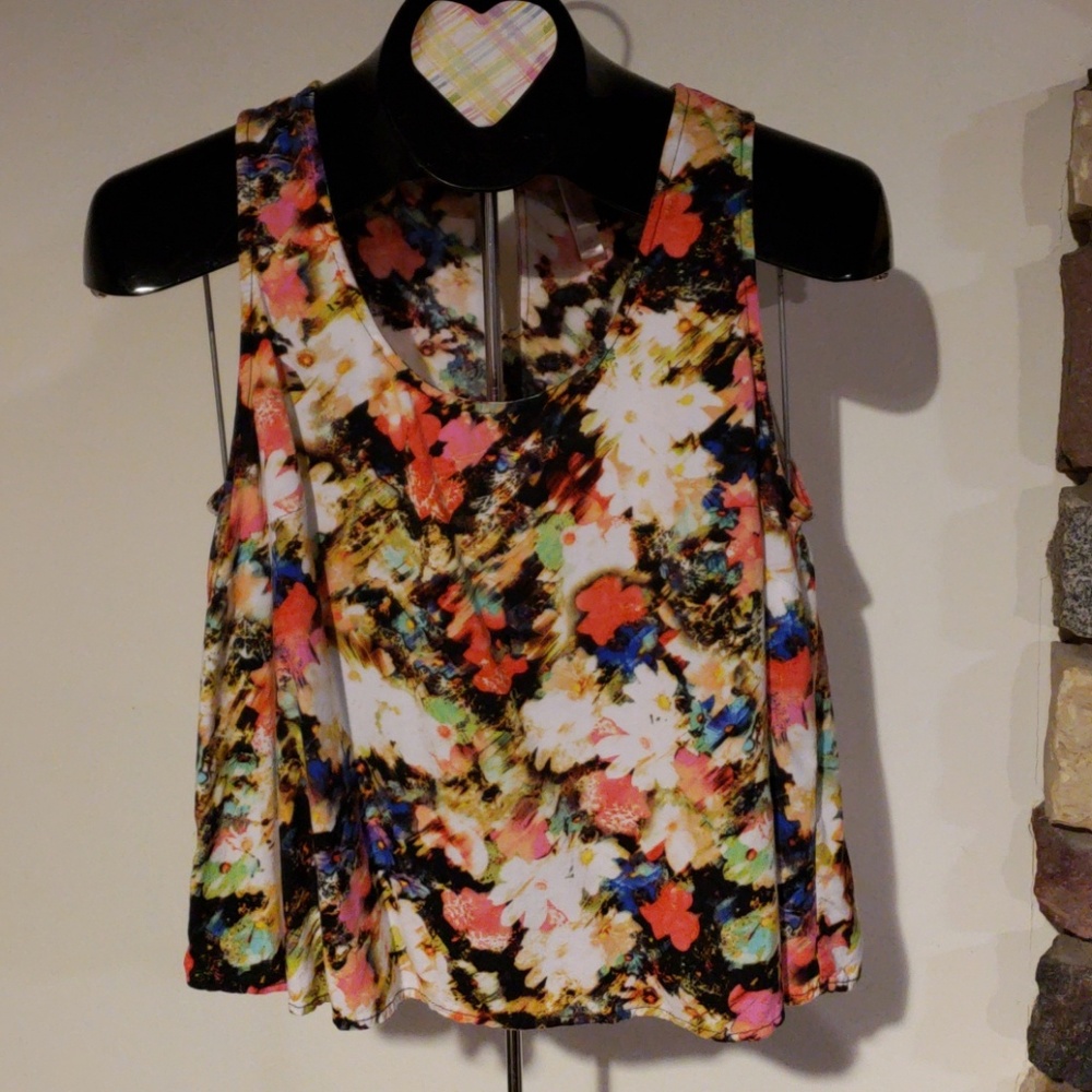 Floral tank with draped back
